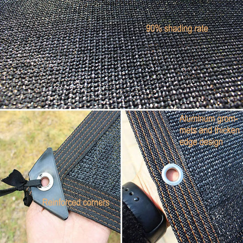 Close-up of Ninety Percent Shade Cloth For Garden And Patio, 10x10 Ft Outdoor Shade Fabric Tarp With Grommets, UV Resistant Sun Shade Netting