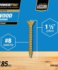 Exterior Wood Screws For Decks And Outdoor Projects, Size 8 X 1-1/2 Inch, Bronze, Epoxy-Coated For Rust Resistance, 185-piece