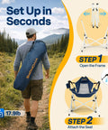 Man carrying Grab And Go Portable Hammock Camping Chair With Adjustable Pillow And Back Height Outdoor Swinging Seat in bag