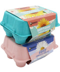 Two Pack Indoor Flower Grow Kit With Colorful Egg Cartons, Sunflower And Daisy Seeds, Eco Friendly Growing Medium