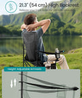 Two-Pack Breathable Camping Chairs Set With High Back Support, 330 Lb Capacity, man relaxing by lake, adjustable armrests