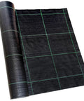 Heavy Duty Weed Barrier Landscape Fabric 3Ft By 300Ft With Visual Planting Grid, black geotextile mat roll for garden and ground cover.