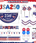 Fourth Of July Golf Cart Decorations Kit For 250th Anniversary Parade Includes USA 250 foil balloons and assorted flags.