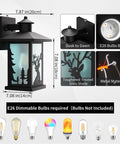 Two Pack Dusk To Dawn Outdoor Wall Lanterns Waterproof Sconce Lights With Frosted Glass Shade And E26 Socket with detailed infographic