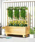Wooden planter box on 1.5 Inch Small Caster Wheels Two Pack, Heavy Duty Non Swivel Rigid Casters With 180 Lb Load Capacity, Rubber Replacement Wheels For Furniture And DIY Projects, Vertically Or Horizontally Mounted, Side Mount Or Plate Caster Design.