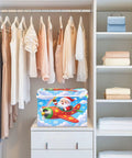 Heavy Duty Foldable Storage Bin With Lid And Handles For Bedroom Closet Organization Collapsible Shelf Boxes 300D Oxford Dustproof in closet with clothes.