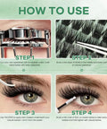 Instructions for using Enchantress Lash Clusters Kit For DIY Lash Extensions with tools and steps shown in images.