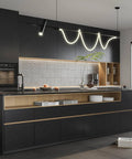 Modern kitchen with Black Silk Easy Peel And Stick Wallpaper 35.4 Inch By 118 Inch Embossed Textured Self Adhesive Removable Vinyl