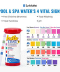 Straight Up Pool And Spa Test Strips To Keep Your Water Crisp And Clear Quick One Dip Chemistry Kit in vibrant packaging with test charts.