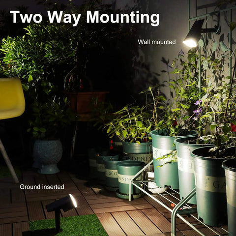 Dual-mounted Solar Spotlight Pack Outdoor 12 LED IP67 Waterproof Dusk To Dawn Auto On Off 2In1 Adjustable for garden lighting