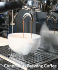 Commercial Grade Two Group Espresso Machine With 1.6 Gallon Boiler Rotary Pump Stainless Steel Finish dispensing coffee