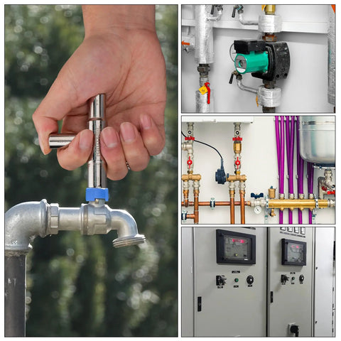 4 Way Sillcock Water Key, All In One Steel Tool For Sillcocks Faucets Valves And Spigots in use on outdoor faucet and valve system