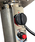 Close-up of OEM Stainless Steel Burner Assembly Head Unit for Round Top Patio Heaters with control knobs visible
