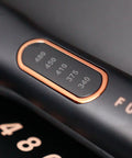 Close-up of Fusion 480 Hair Straightener temperature control and branding