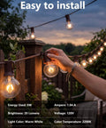 Person installing G40 Replacement Bulbs 120V 5W Incandescent Globe Bulbs, 1.5 Inch, outdoor string lights in garden