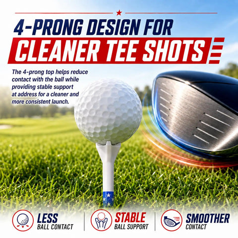 Pro Grade Golf Tees 3-1/4 Inch With 4 Prong Grip Reducing Friction For Longer Carries And Smoother Shots with golf ball and driver