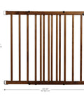 Front view of Walk-Thru Top Of Stairs Baby Gate Farmhouse Collection Expands From 30 To 48 Inch Openings, 32 Inch Tall, wooden design.