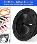 Beat The Wire Chaos With 2 Pack Round Brush Grommets 4 Inch Split Plate for cable management, showing black grommet with dense bristles.