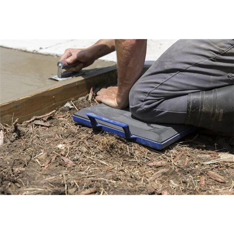 Foam Concrete Kneeler Board With Extra Large Handles, Hard Bottom Padded Knee Pad For Concrete Finishing in use by construction worker