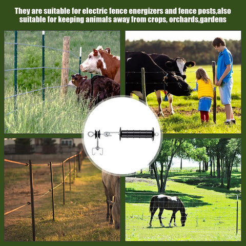 Spring Loaded Electric Fence Gate Handle Kit With T Post Insulators And Double Hook Set Plastic Post Anchors with livestock