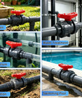 Three-Quarter Inch True Union PVC Ball Valve Full Port Slip Socket Water Valve With EPDM O-Rings For Leak-Free Shutoff No-Hassle Maintenance In Pools, Irrigation, And Home Plumbing DN20 1-Pack installed on PVC pipe