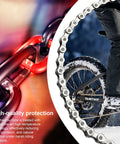 Heavy Duty E Bike Chain Kit For 6 7 8 Speed With 136 Links Built Tough High Tensile Strength Anti Break Anti Corrosion And Anti Rust Drive Chain Includes Chain Pliers With Hooks Chain Remover And Two Pairs Quick Release Buckles. Carbon steel e-bike chain in snowy ride use.