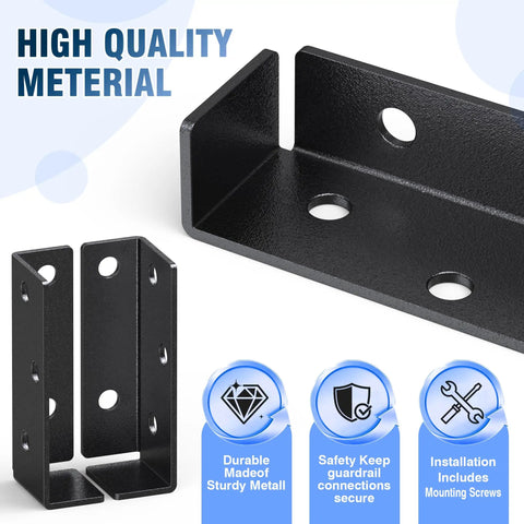 Beefy Heavy Duty Metal Deck Railing Bracket Connector For Vinyl Fence Panels To Posts Adjustable Mount with black finish