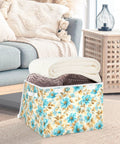 Hella Durable Foldable Storage Bin With Lid And Handles, Collapsible Cloth Storage Cube Organizer For Closet Bedroom filled with blankets.