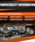 Compatibility information for Pair Of Premium Manual Locking Hub Set For 1982 1996 Ford F150 And Bronco Front Hubs Requires 95 32720