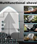 All In One 20 In 1 Multitool Survival Kit with multifunctional shovel features including axe, saw, and wrench for camping