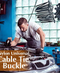 Mechanic using One Button One-Click Release Nylon Cable Tie Buckles Set 20 50 100 200 Pcs Heavy Duty Self Locking Zip Ties on car engine