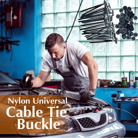 Mechanic using One Button One-Click Release Nylon Cable Tie Buckles Set 20 50 100 200 Pcs Heavy Duty Self Locking Zip Ties on car engine