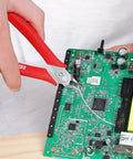 Precision Wire Cutters Flush Cutters For Electronics And Jewelry Making, Spring Loaded Side Cutting Pliers cutting wire on a circuit board