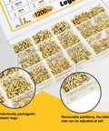 Box of 1200-Piece Self Tapping Screws Set For Plastic And Metal In M2 M2.5 M3 Phillips Flat Head Golden Carbon Steel