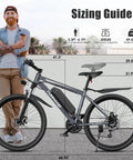 Side view of Beast Mode 1000W Peak Electric Mountain Bike with man standing, showing 26-inch wheels and dimensions, UL 2849 certified.