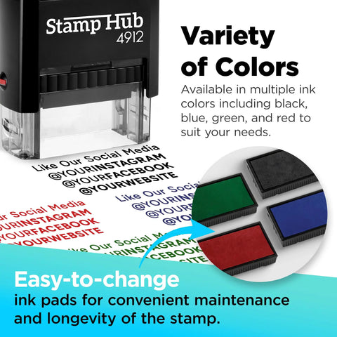 Self Inking Custom Stamp With Up To 6 Lines, Personalize Return Address Or Office Name, Easy Ink Cartridge Swap, Dope Ink Color Options