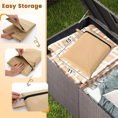Patio Heater Cover with Zipper and Storage Bag for Outdoor Propane Heaters, waterproof and dustproof, easy storage demonstration.