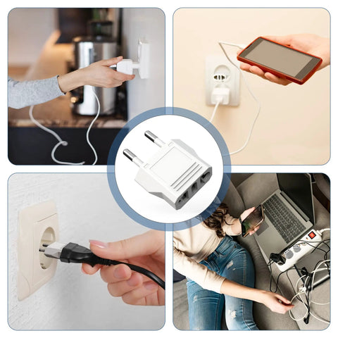 Six Pack US To Europe Plug Adapters For European Outlets 220V To 110V Travel Converter Type C Euro Plug, in-use scenarios
