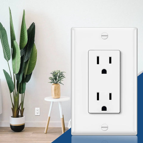 Heavy Duty 12 Pack Standard Decorator Electrical Wall Receptacle Outlet 15A 125V 2 Pole 3 Wire Non Tamper Resistant White