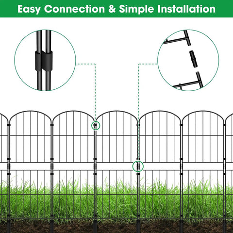 38 Inch High Arched Decorative Garden Fence With Plastic Stakes For Easy Assembly 10 Feet Long Rustproof Metal Wire Border