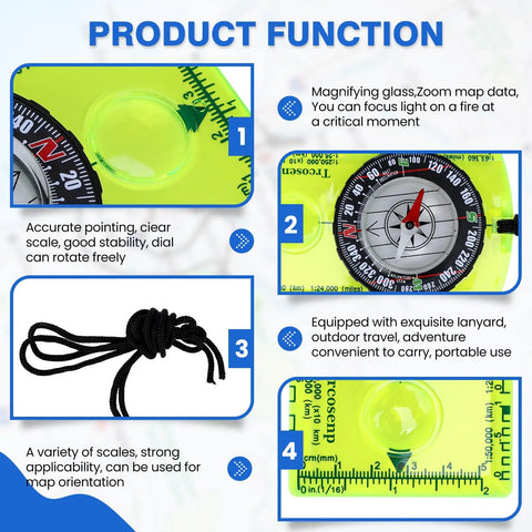 Trail Ready Outdoor Compass With Adjustable Declination Magnifier Ruler And Map Reading Scale For Hiking Camping And Survival