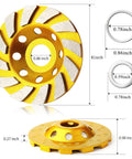 4 Inch Turbo Diamond Grinding Cup Wheel With 12 Segments For Concrete Tile Marble And Rock, Heat Treated Cup Design