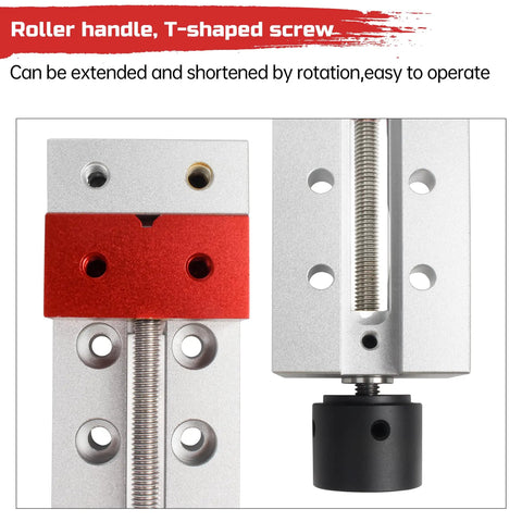 High Precision DIY Engraving Machine Jaw Clamp for Metal Mold Making, T-shaped screw, roller handle, adjustable design.