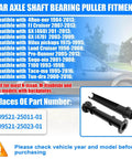 Beefy Rear Axle Bearing Puller Tool For Toyota Tacoma 1984-2018 And 4Runner 1984-2013 compatibility chart and image