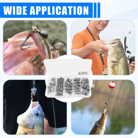 77 Piece Fishing Weights Sinkers Kit With Split Shot Bullet Pyramid Egg And Drop Shot Weights Assorted Sinker Set for freshwater and saltwater fishing.
