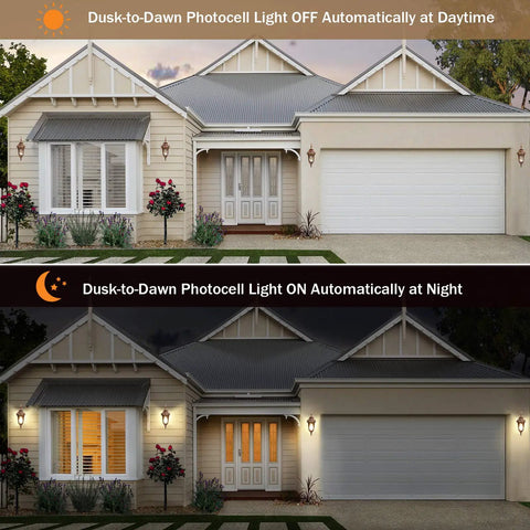 Outdoor Wall Light With Dusk To Dawn Sensor In Gold Weatherproof Exterior Wall Mount Sconce for entrance porch and garage