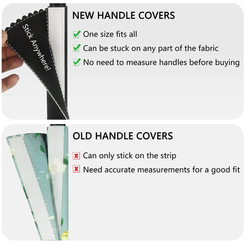 Comparison of new and old Refrigerator Door Handle Covers No Fuss Set Of 6 Fits Most Fridges And Microwave Handles