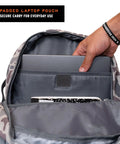 Deer Camo Backpack For School And Everyday Outdoor Adventures 25L Capacity with open compartment showing padded laptop pouch