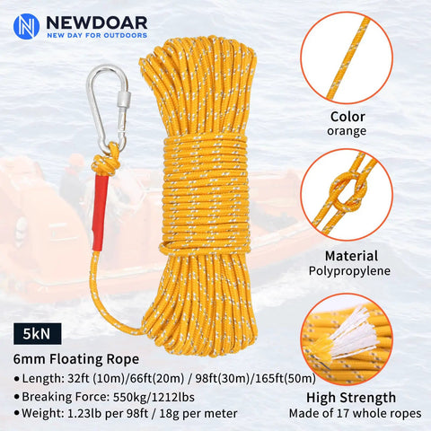 Hella Tough 6 mm Braided Floating Dock Rope With Bright Reflective Markings And Heavy Duty Swivel Hooks For Boat Anchoring Campouts And Lake Days Yellow Twenty Meter Line Rock Solid Build
