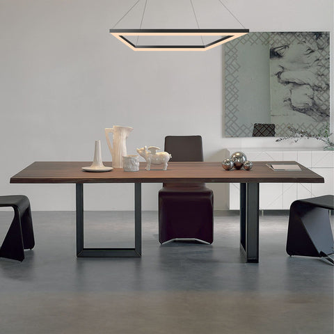 Black 15.75 Inch Modern Square Integrated LED Pendant Light Fixture over dining table, minimalist kitchen island chandelier, ETL Listed Ceiling Light.